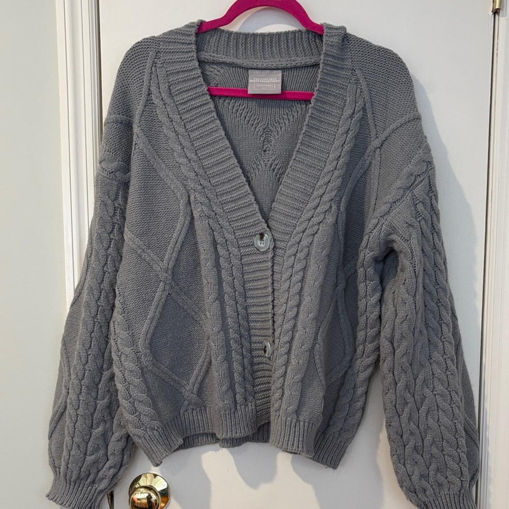 Taylor Swift Tortured Poet Society Gray Cable Knit Women's Sweater